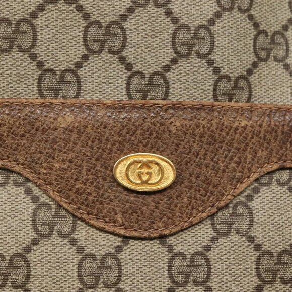 GUCCI GG Supreme Web Sherry Line Tote Bag PVC Beige Gold - Picture 9 of 15